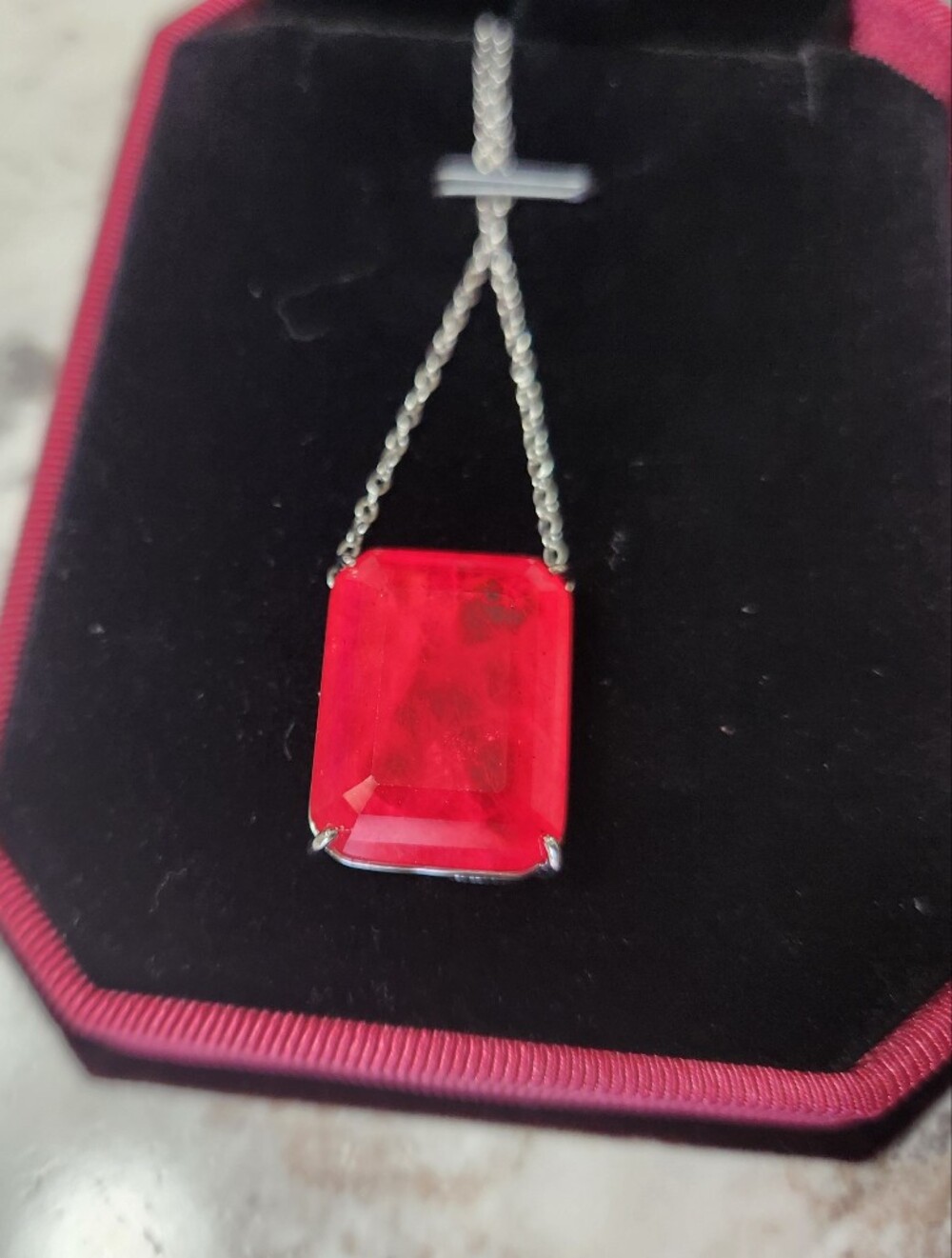 New Fushia Pink Ruby 10ct Necklace - Picture 6 of 7
